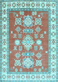 Geometric Light Blue Traditional Rug, tr415lblu