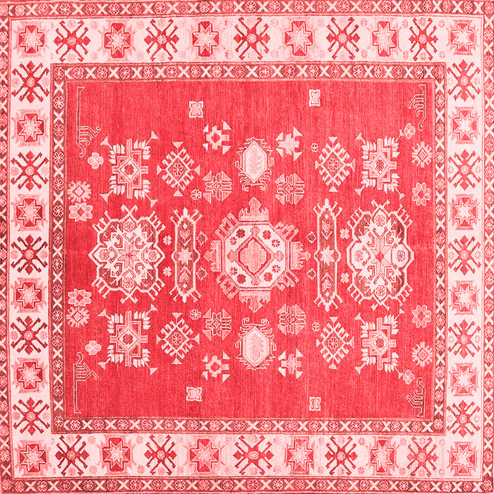 Machine Washable Geometric Red Traditional Rug, wshtr415red