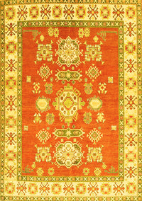 Geometric Yellow Traditional Rug, tr415yw