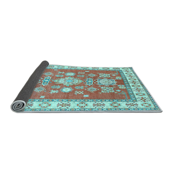 Sideview of Geometric Light Blue Traditional Rug, tr415lblu