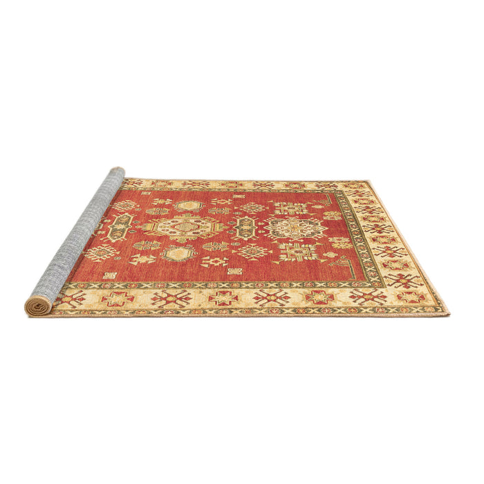 Sideview of Machine Washable Geometric Brown Traditional Rug, wshtr415brn