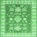 Square Geometric Emerald Green Traditional Rug, tr415emgrn