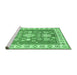 Sideview of Machine Washable Geometric Emerald Green Traditional Area Rugs, wshtr415emgrn