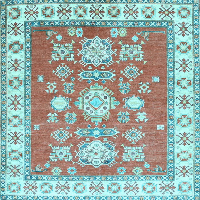 Square Geometric Light Blue Traditional Rug, tr415lblu