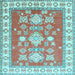 Square Geometric Light Blue Traditional Rug, tr415lblu