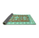 Sideview of Geometric Turquoise Traditional Rug, tr415turq