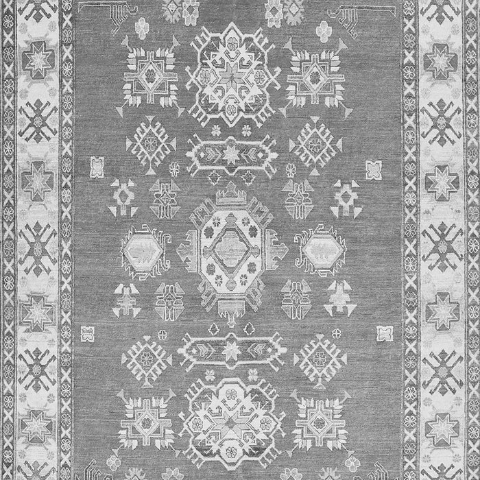 Serging Thickness of Machine Washable Geometric Gray Traditional Rug, wshtr415gry