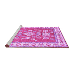 Sideview of Machine Washable Geometric Purple Traditional Area Rugs, wshtr415pur
