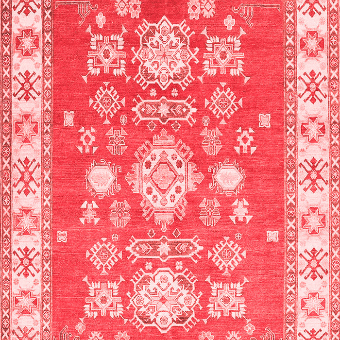 Machine Washable Geometric Red Traditional Rug, wshtr415red