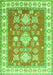 Serging Thickness of Machine Washable Geometric Green Traditional Area Rugs, wshtr415grn