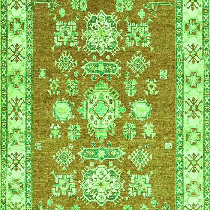 Serging Thickness of Machine Washable Geometric Green Traditional Area Rugs, wshtr415grn