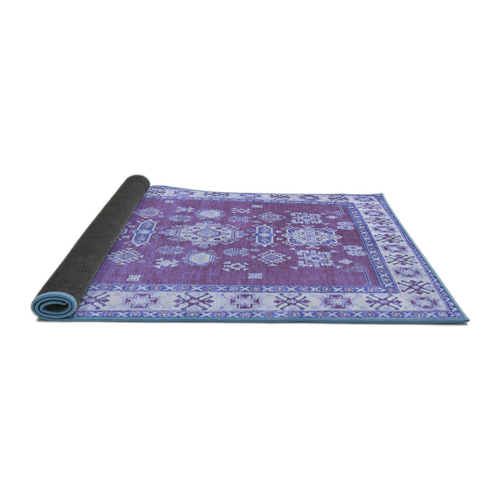 Sideview of Geometric Blue Traditional Rug, tr415blu