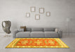 Machine Washable Geometric Yellow Traditional Rug in a Living Room, wshtr415yw