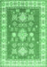 Machine Washable Geometric Emerald Green Traditional Area Rugs, wshtr415emgrn