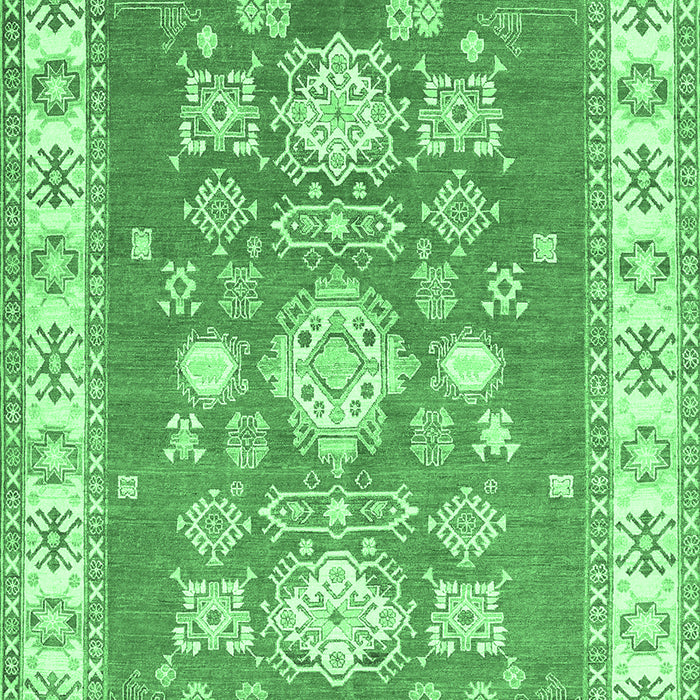 Machine Washable Geometric Emerald Green Traditional Area Rugs, wshtr415emgrn