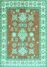 Geometric Turquoise Traditional Rug, tr415turq