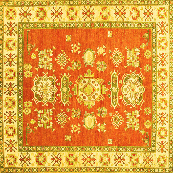 Square Machine Washable Geometric Yellow Traditional Rug, wshtr415yw