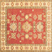 Square Geometric Brown Traditional Rug, tr415brn