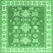 Square Machine Washable Geometric Emerald Green Traditional Area Rugs, wshtr415emgrn