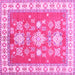 Square Geometric Pink Traditional Rug, tr415pnk