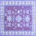 Square Machine Washable Geometric Blue Traditional Rug, wshtr415blu