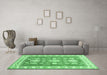 Machine Washable Geometric Emerald Green Traditional Area Rugs in a Living Room,, wshtr415emgrn