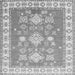 Round Machine Washable Geometric Gray Traditional Rug, wshtr415gry