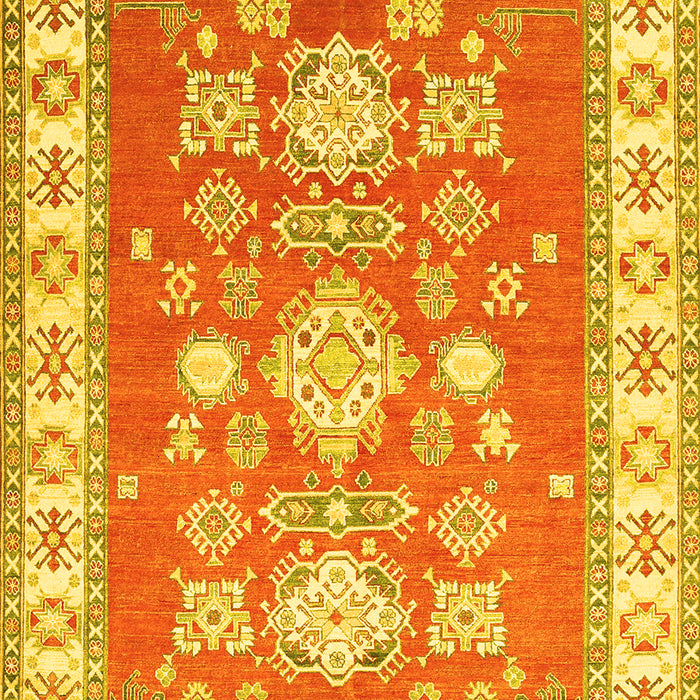 Machine Washable Geometric Yellow Traditional Rug, wshtr415yw
