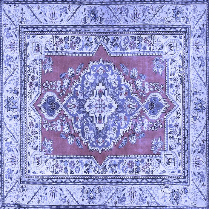 Square Machine Washable Persian Blue Traditional Rug, wshtr4160blu