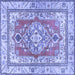 Square Machine Washable Persian Blue Traditional Rug, wshtr4160blu