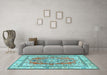 Machine Washable Persian Light Blue Traditional Rug in a Living Room, wshtr4160lblu