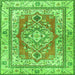 Round Machine Washable Persian Green Traditional Area Rugs, wshtr4160grn