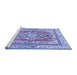 Sideview of Machine Washable Persian Blue Traditional Rug, wshtr4160blu