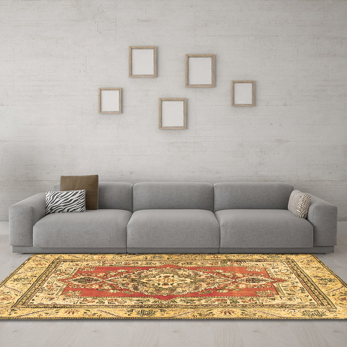 Machine Washable Persian Brown Traditional Rug in a Living Room,, wshtr4160brn