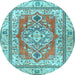 Round Machine Washable Persian Light Blue Traditional Rug, wshtr4160lblu