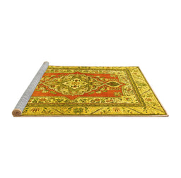 Sideview of Machine Washable Persian Yellow Traditional Rug, wshtr4160yw
