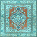 Square Machine Washable Persian Light Blue Traditional Rug, wshtr4160lblu