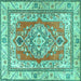 Square Machine Washable Persian Turquoise Traditional Area Rugs, wshtr4160turq