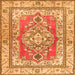 Round Machine Washable Persian Orange Traditional Area Rugs, wshtr4160org