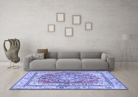 Machine Washable Persian Blue Traditional Rug, wshtr4160blu