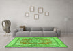 Machine Washable Persian Green Traditional Area Rugs in a Living Room,, wshtr4160grn