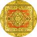 Round Persian Yellow Traditional Rug, tr4160yw