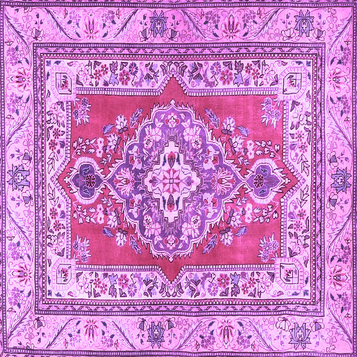 Square Machine Washable Persian Purple Traditional Area Rugs, wshtr4160pur