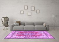 Machine Washable Persian Purple Traditional Rug, wshtr4160pur