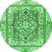 Round Persian Emerald Green Traditional Rug, tr4160emgrn