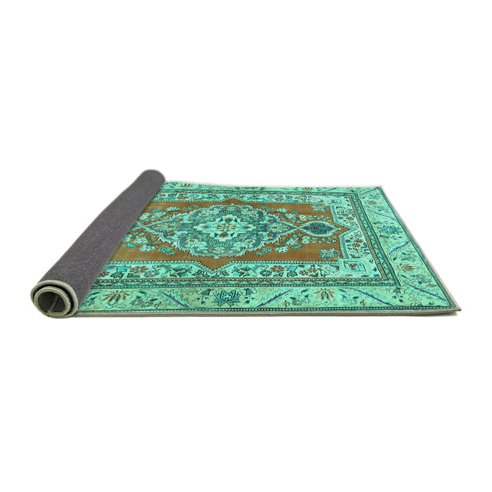 Sideview of Persian Turquoise Traditional Rug, tr4160turq