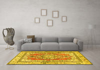 Machine Washable Persian Yellow Traditional Rug, wshtr4160yw