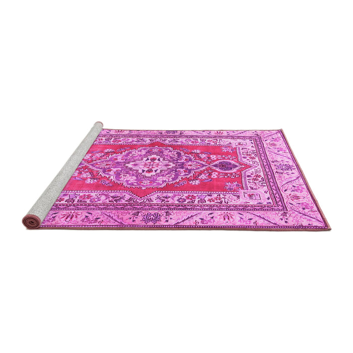 Sideview of Machine Washable Persian Pink Traditional Rug, wshtr4160pnk