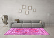 Machine Washable Persian Pink Traditional Rug in a Living Room, wshtr4160pnk