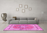 Machine Washable Persian Pink Traditional Rug, wshtr4160pnk